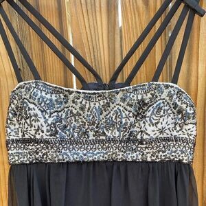 Xeniya Silk Mini Beaded Homecoming Dress Black and White Size 4